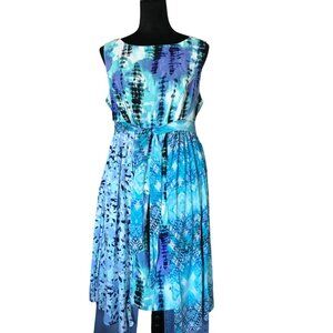 Upcycled Boho Sundress, Handmade Mixed Print Patchwork Midi Size 14